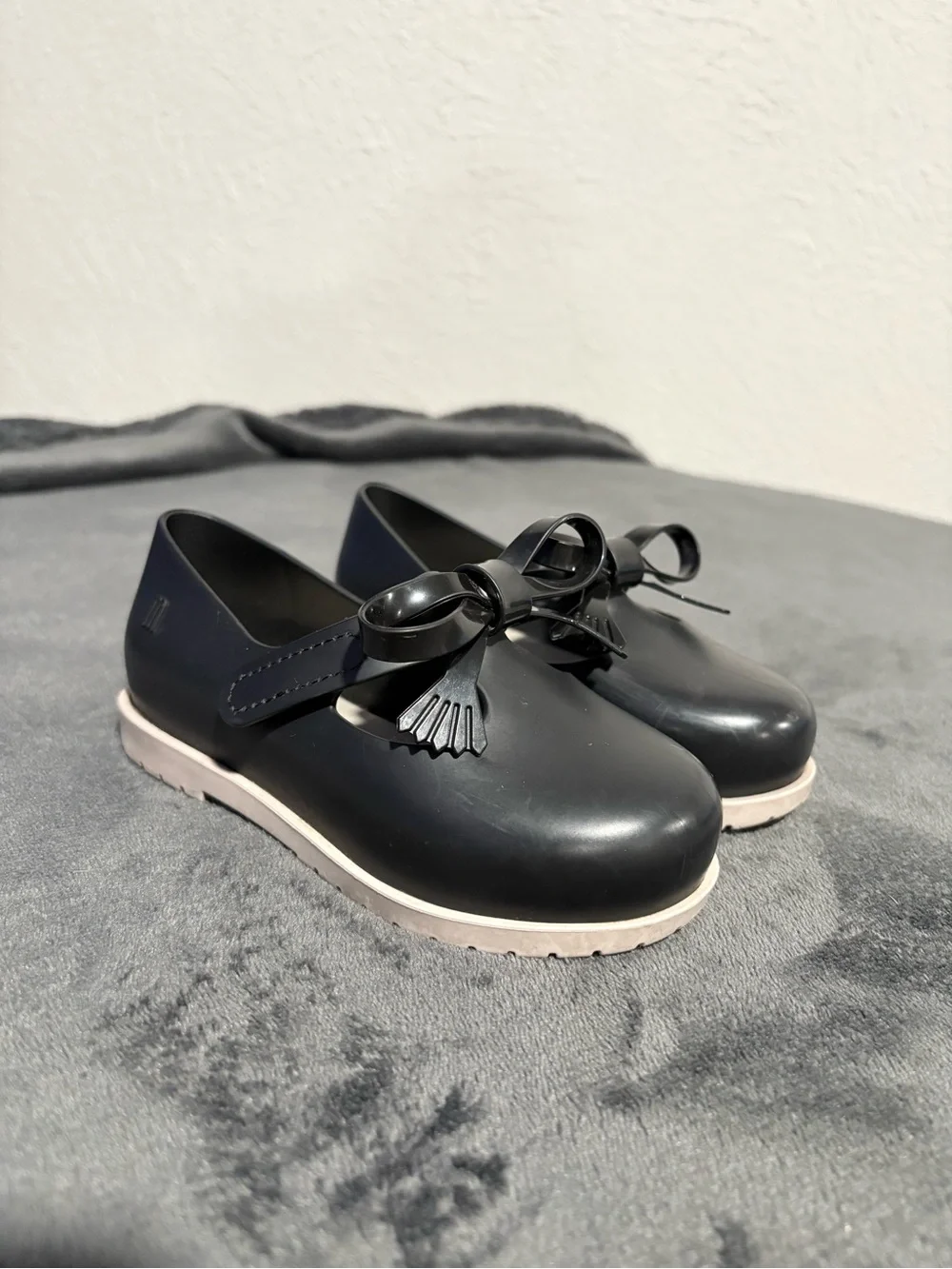 Mini Melissa Jelly Mary Jane Flats with Bow Accent